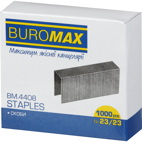 Скоби №23/23, ЛЮКС, 1000шт., BM.4408 BUROMAX